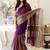 purple striped cotton blend saree