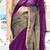purple striped cotton blend saree