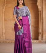 Purple woven design tissue kasavu saree