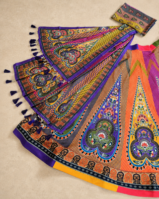multicolor geometric print cotton navratri lehenga choli 5