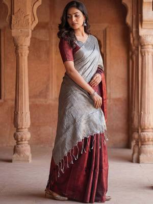 Silver tissue kasavu saree 2