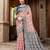 peach woven design linen saree with unstitched blosue piece
