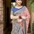 peach woven design linen saree with unstitched blosue piece