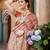 rust floral woven banarasi silk blend saree