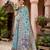 blue floral linen saree with blouse