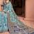 blue floral linen saree with blouse