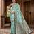 blue ethnic motifs printed woven design linen saree