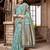 blue ethnic motifs printed woven design linen saree
