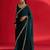 teal embellished zari satin designer saree