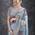 Blue digital woven design viscose digital print saree