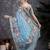 Blue digital woven design viscose digital print saree