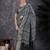 Navy blue navy blue & white striped silk blend saree