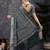 Navy blue navy blue & white striped silk blend saree
