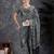 Navy blue navy blue & white striped silk blend saree