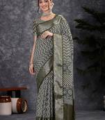 Olive women olive viscose traditional saree