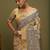 mustard satin block print sarees