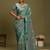 blue satin block print sarees