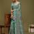 blue satin block print sarees