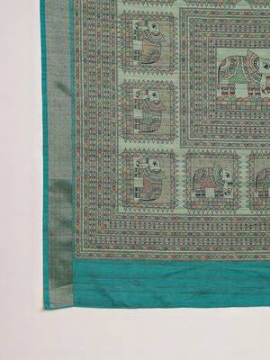 blue satin block print sarees 4