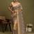 beige ethnic motifs digital print satin saree