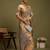 beige ethnic motifs digital print satin saree