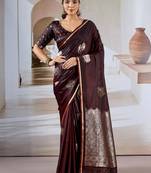 maroon ethnic motifs satin designer banarasi saree