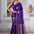 purple satin ethnic woven design party wear saree with matching blouse