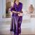 purple satin ethnic woven design party wear saree with matching blouse