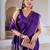 purple satin ethnic woven design party wear saree with matching blouse
