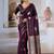 purple ethnic motifs woven design satin banarasi saree