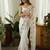 white embellished sequinned georgette saree