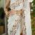 white embellished sequinned georgette saree