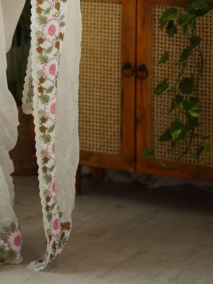 white embellished sequinned georgette saree 5