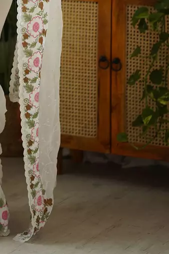 white embellished sequinned georgette saree