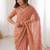 peach chiffon ethnic embellished party wear matching blouse sarees
