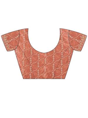 peach chiffon ethnic embellished party wear matching blouse sarees 4