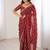 maroon chiffon ethnic embellished party wear matching blouse sarees