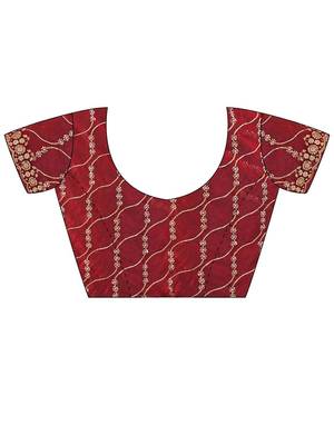 maroon chiffon ethnic embellished party wear matching blouse sarees 4