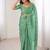 sea green teal green chiffon ethnic embellished party wear matching blouse sarees