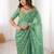 sea green teal green chiffon ethnic embellished party wear matching blouse sarees