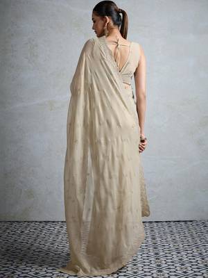cream georgette sarees 2