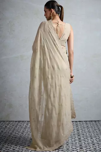 cream georgette sarees