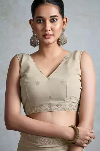 cream georgette sarees