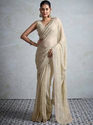 cream georgette sarees 5