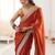 orange embellished sequinned satin heavy work saree