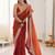 orange embellished sequinned satin heavy work saree