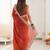 orange embellished sequinned satin heavy work saree