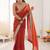 orange embellished sequinned satin heavy work saree