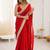 red embellished sequinned satin heavy work saree
