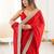 red embellished sequinned satin heavy work saree